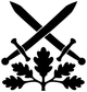 Vinyl decal graphic of crossed swords with oak leaves, bold black and white.