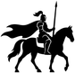 Black knight-on-horse vinyl decal silhouette holding spear and reins