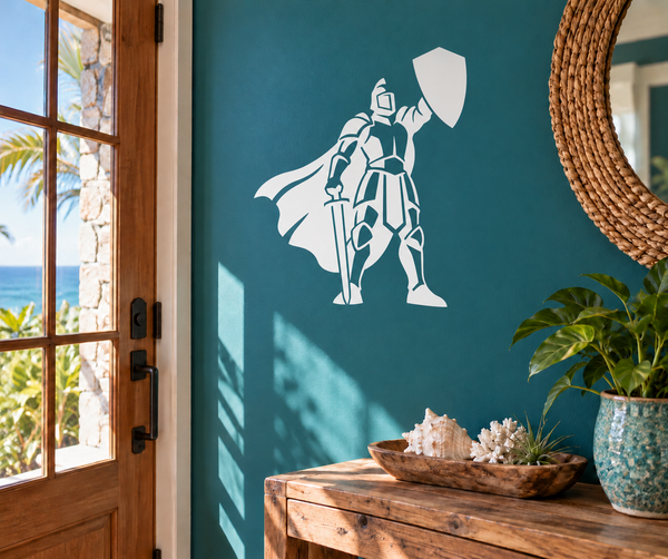 White knight shield-lift vinyl decal silhouette