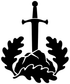 Black sword vinyl decal with oak leaves and roots illustration