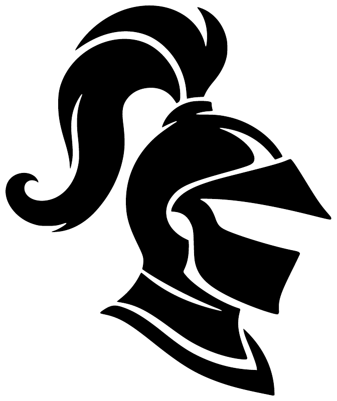Black knight helmet silhouette vinyl decal with plume
