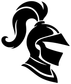 Black knight helmet silhouette vinyl decal with plume