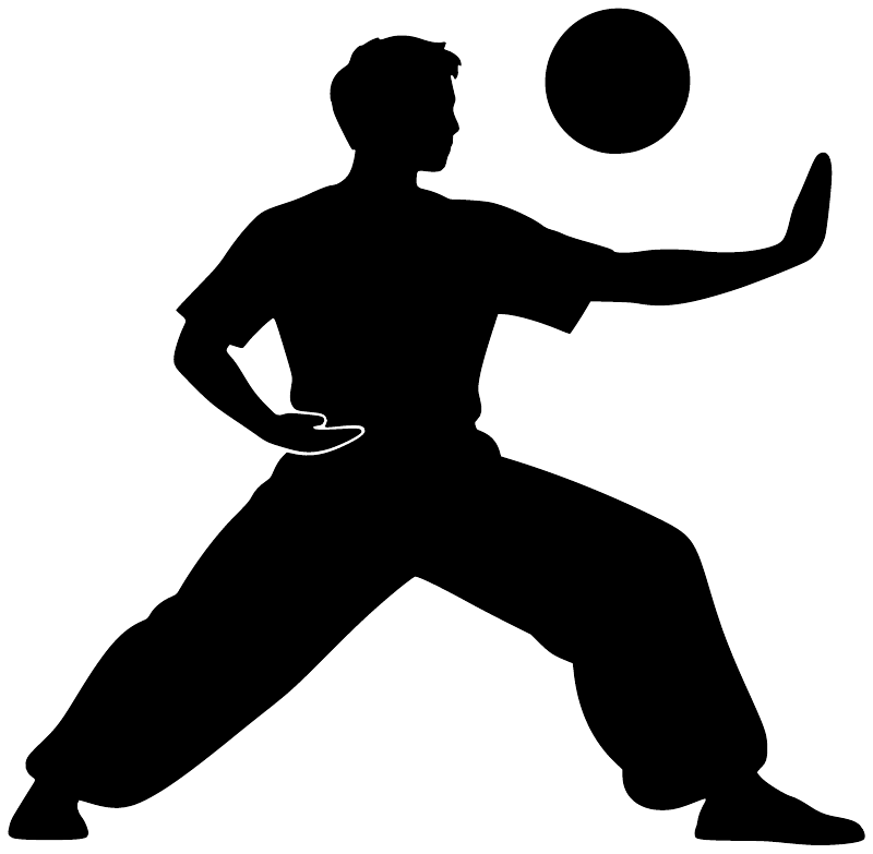 Martial arts vinyl decal silhouette of fighter with raised hands and solid black circle