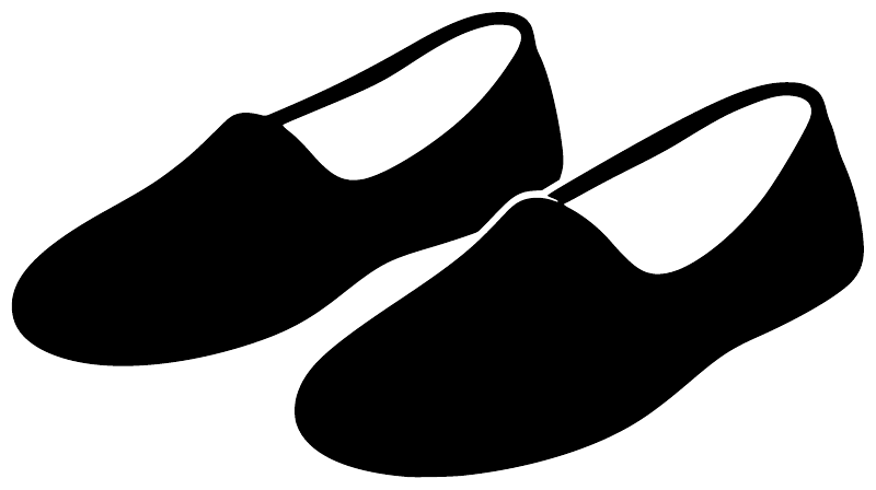 Two black kung fu training shoe vinyl decals close-up on white background