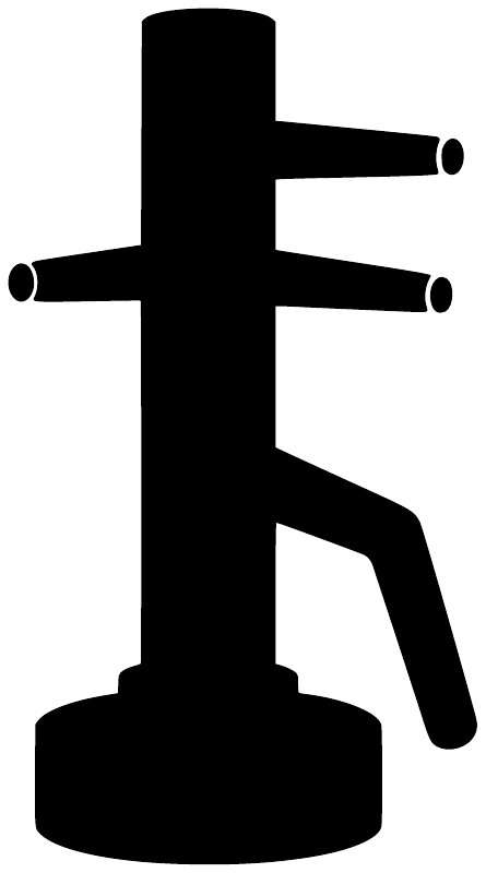 Kung fu wooden dummy vinyl decal, black silhouette with arm and leg stance