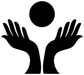 Vinyl decal silhouette of two raised hands with circle head
