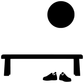 Black vinyl decal set: circular top, horizontal bench, and two shoe silhouettes