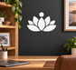 White lotus flower vinyl decal with central teardrop and small circle above