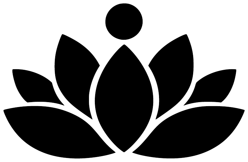 Black lotus flower vinyl decal with central teardrop and circular top