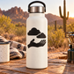 Black cloud and palm hand vinyl decal on a white bottle