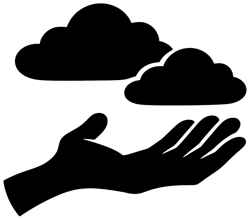Black cloud and palm hand vinyl decal silhouette