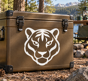 Tiger spirit vinyl decal, white tiger head with black outlines