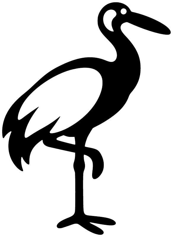 Black crane balance emblem vinyl decal silhouette
