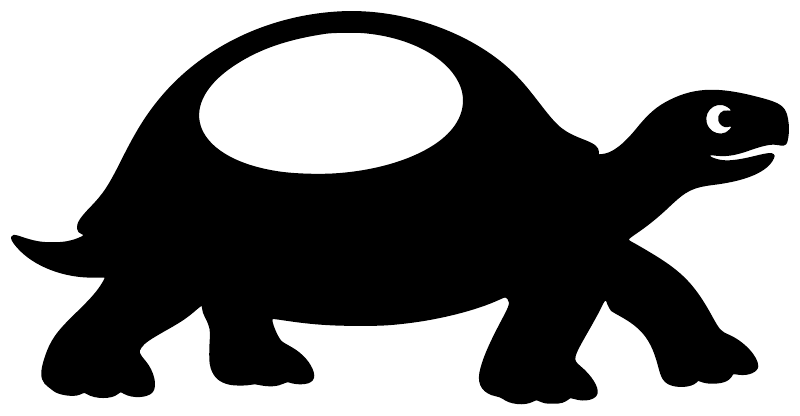 Black tortoise vinyl decal with white eye and oval shell