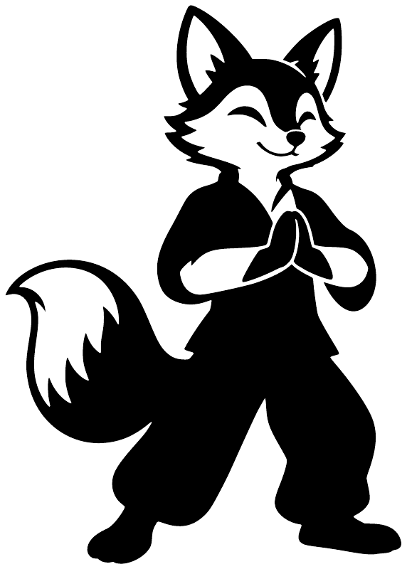 Black and white fox praying vinyl decal sticker