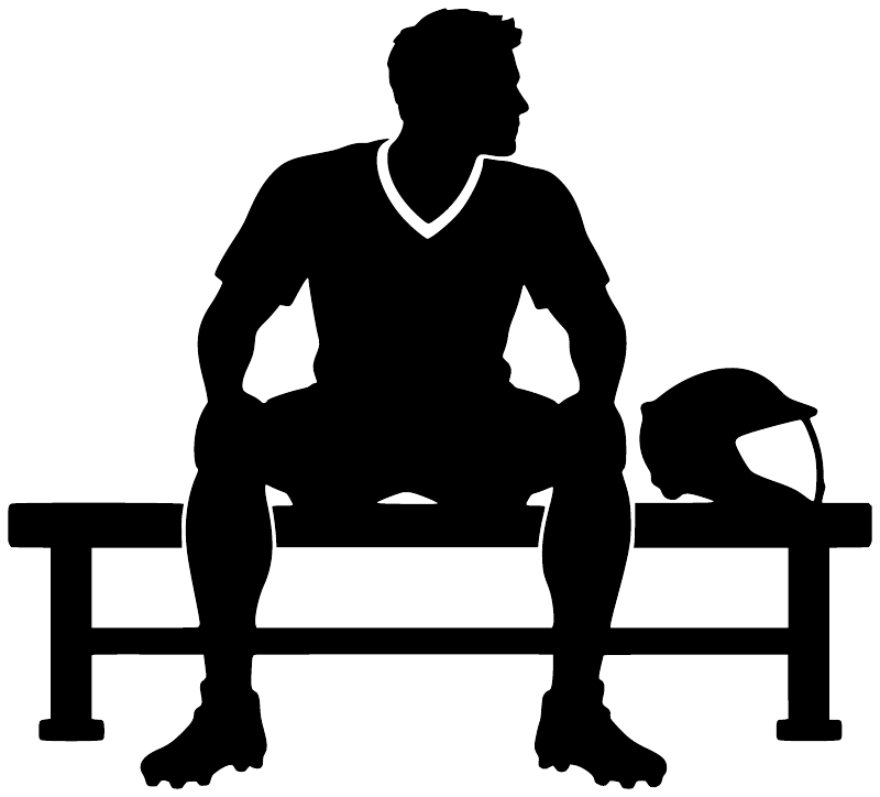 Lacrosse bench vinyl decal silhouette: seated player on bench
