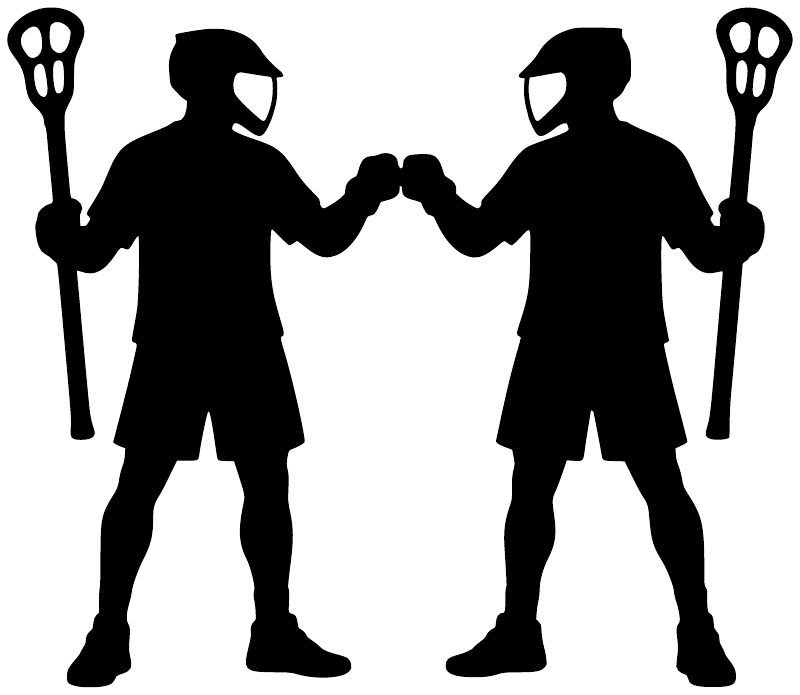 Black lacrosse teammate moment vinyl decal with two players and a central ball