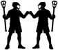 Black lacrosse teammate moment vinyl decal with two players and a central ball