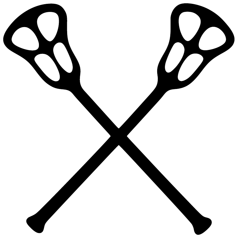 Crossed lacrosse sticks vinyl decal, black on white