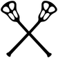 Crossed lacrosse sticks vinyl decal, black on white