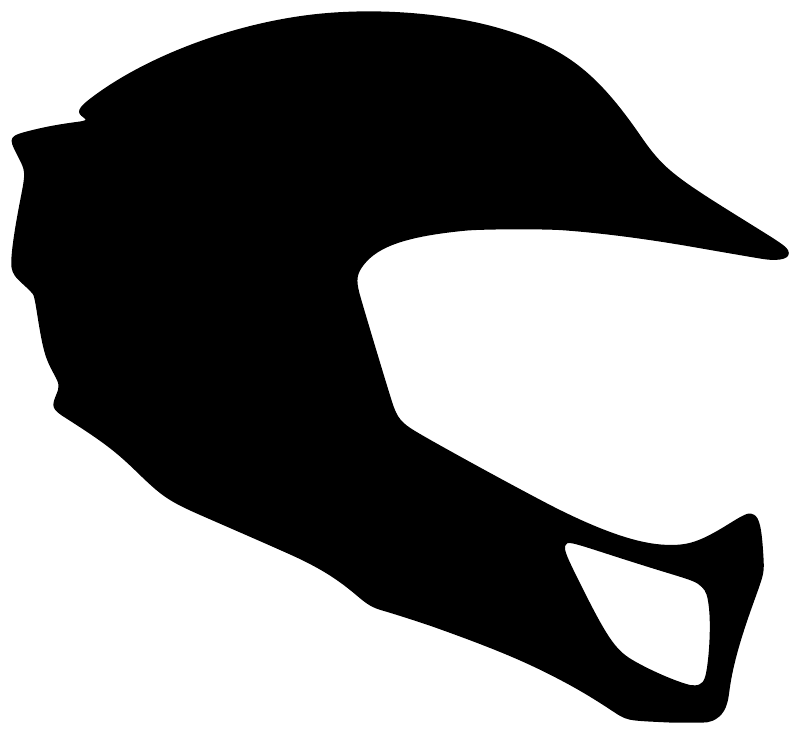 Lacrosse helmet profile vinyl decal, black helmet silhouette with white accent.