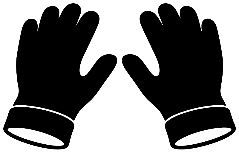 Lacrosse gloves vinyl decal graphic: two black glove hands with white cuffs, mirrored.
