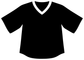 Lacrosse jersey vinyl decal: black shirt with white V-neck collar