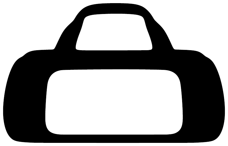 Weekend bag vinyl decal, black bag silhouette with white interior