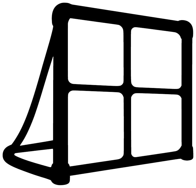 Lacrosse goal frame vinyl decal, black outline on white background