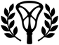 Black lacrosse stick icon with surrounding laurel leaf branches vinyl decal