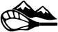 Black and white lacrosse stick with mountain vinyl decal logo