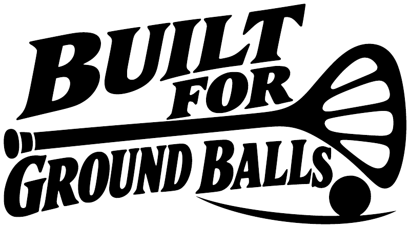 Black “BUILT FOR GROUND BALLS” vinyl decal with lacrosse stick graphic