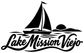 Black and white sailboat wordmark vinyl decal reading Lake Mission Viejo
