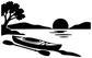 Lake Mission Viejo lake kayak vinyl decal close-up, black silhouette with tree, water, kayak.