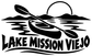 Lake Mission Viejo kayak decal, black graphic and text on white background.