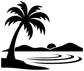 Black palm tree and waves vinyl decal graphic