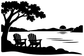 LakeMissionViejo lake view vinyl decal silhouette of chairs on lake shore