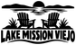 Black Lake Mission Viejo vinyl decal featuring chairs, waves, and bold wordmark