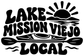 Black vinyl decal reading 'LAKE MISSION VIEJO LOCAL' with sun and wave icons.