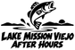 Black vinyl decal graphic: fish jumping over waves with Lake Mission Viejo After Hours text