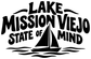 Black vinyl decal reading Lake Mission Viejo State of Mind with sailboat and waves