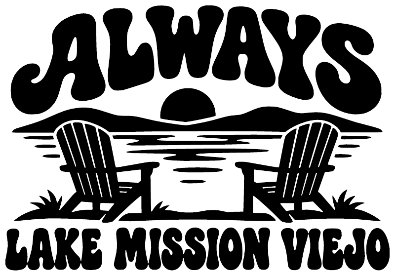 Black-and-white vinyl decal with ALWAYS logo and LAKE MISSION VIEJO text