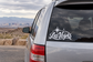 Las Vegas wordmark vinyl decal with starburst on car rear window