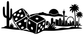 Black and white lucky dice horizon vinyl decal with palm trees and desert skyline