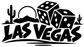 Las Vegas lucky dice wordmark vinyl decal graphic with cactus, dice, and bold LAS VEGAS text