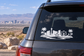 White Las Vegas skyline vinyl decal on car rear window with palm trees and Ferris wheel