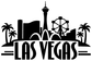 Las Vegas wordmark vinyl decal in white with tower, ferris wheel, and palm trees