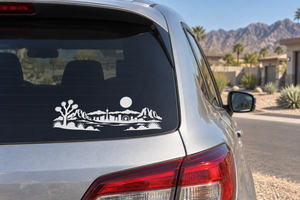 Vinyl decal: black-and-white Red Rock horizon silhouette for car windows