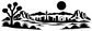 Horizon vinyl decal silhouette in black, with trees, mountains, and skyline
