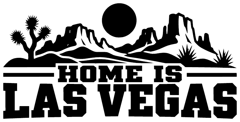Vinyl decal silhouette with “HOME IS LAS VEGAS” and desert sun, bold black design